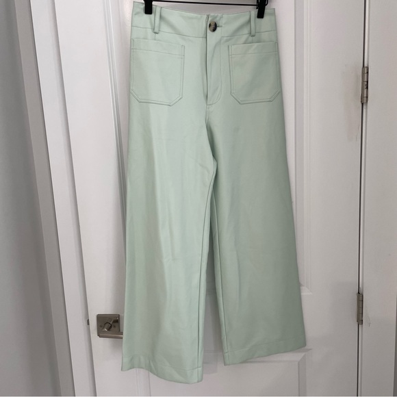 Anthropologie The Colette Cropped Wide-Leg Pants by Maeve Faux-Leather Edition 3 - Picture 3 of 11
